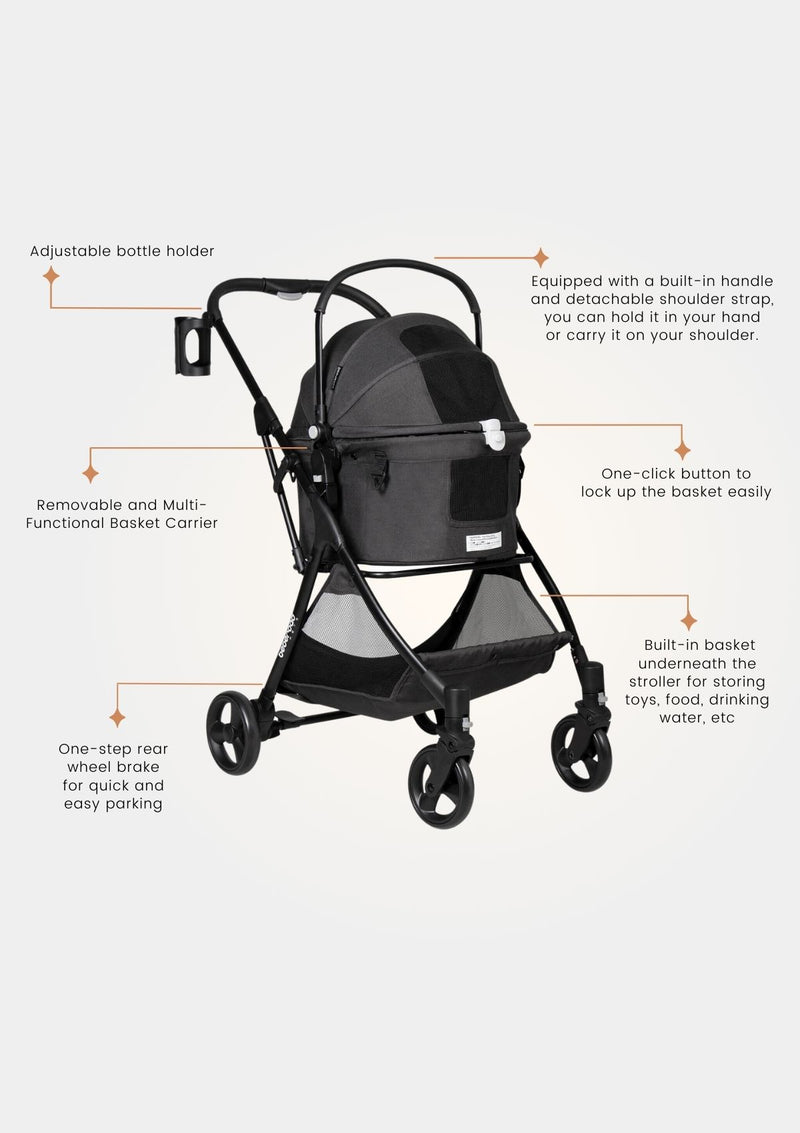 Pet Stroller - R5 | R5+ (detachable basket)