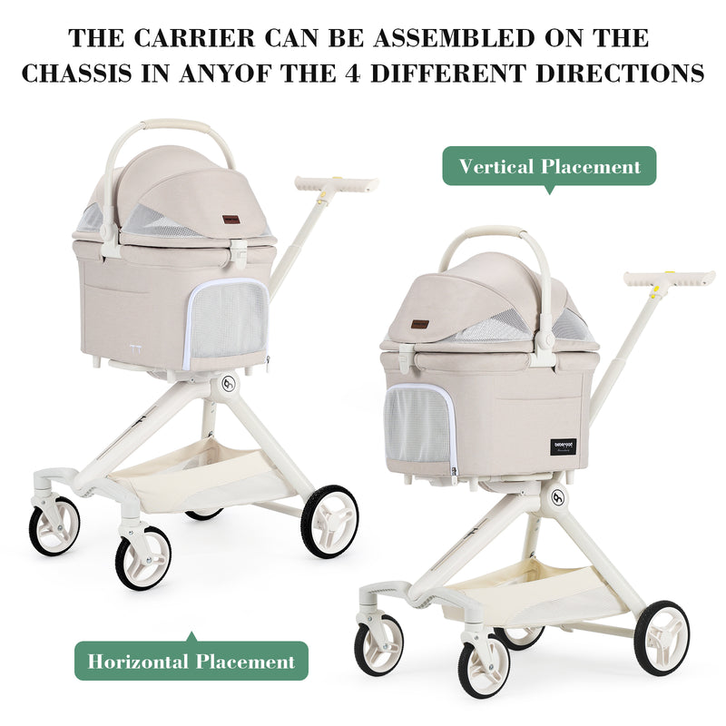 Pet Stroller - TT (detachable basket, 4-way flexibility)